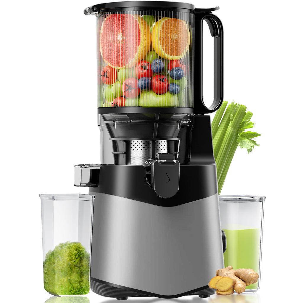 059A Cold Press Juicer, 5.3" Wide Feed Chute Juice Extractor Machine with 250W , Grey