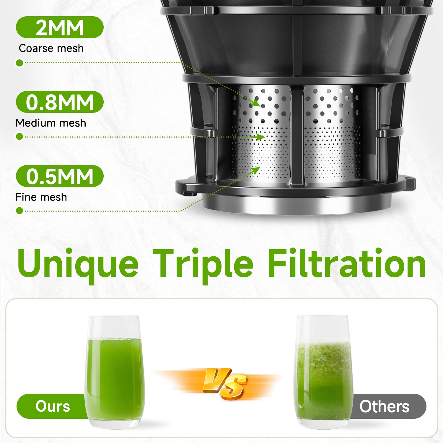 059A Cold Press Juicer, 5.3" Wide Feed Chute Juice Extractor Machine with 250W , Grey