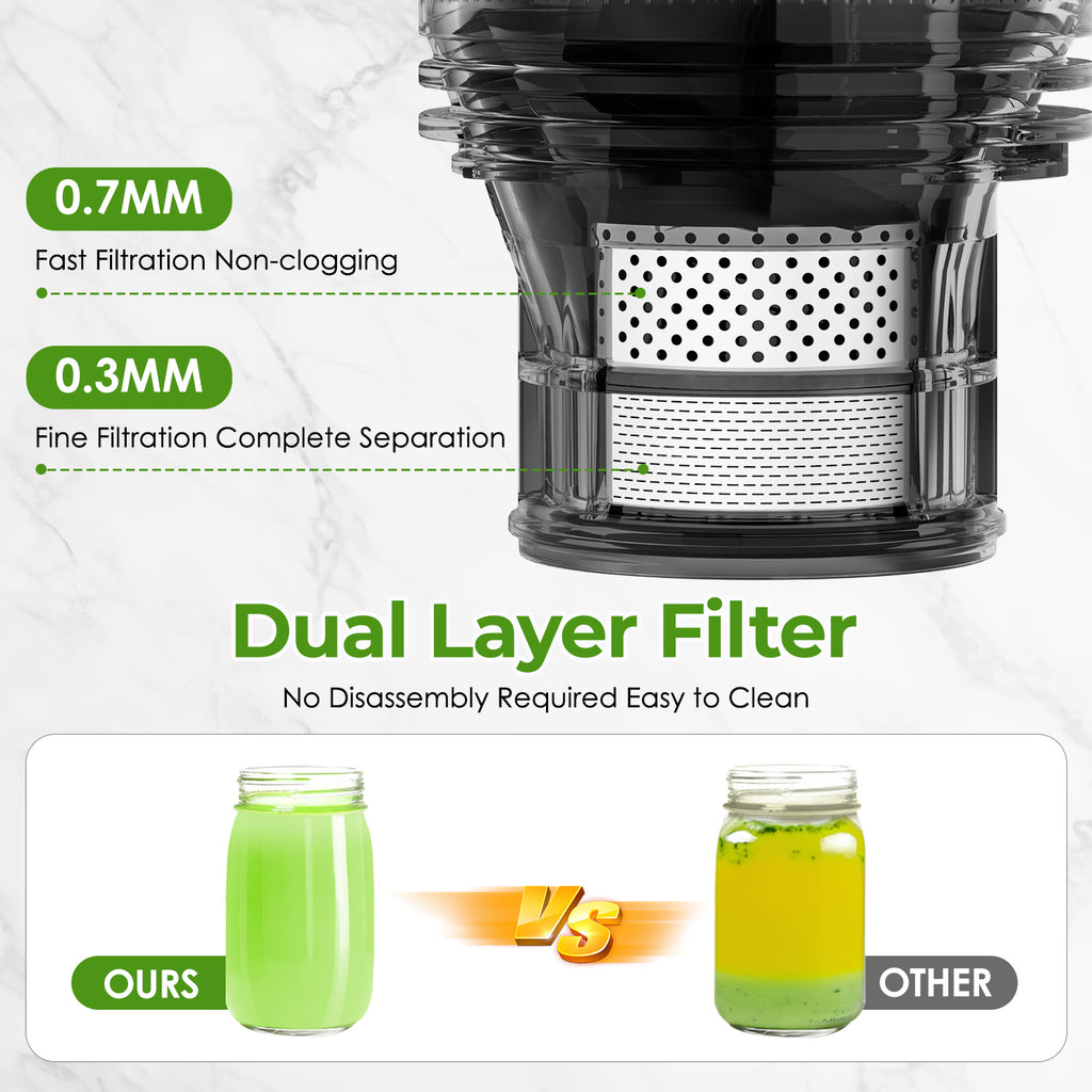 JE-60 Cold Press Juicer, 4.8" Wide Feed Chute Juice Extractor Machine with 250W , Stainless Steel