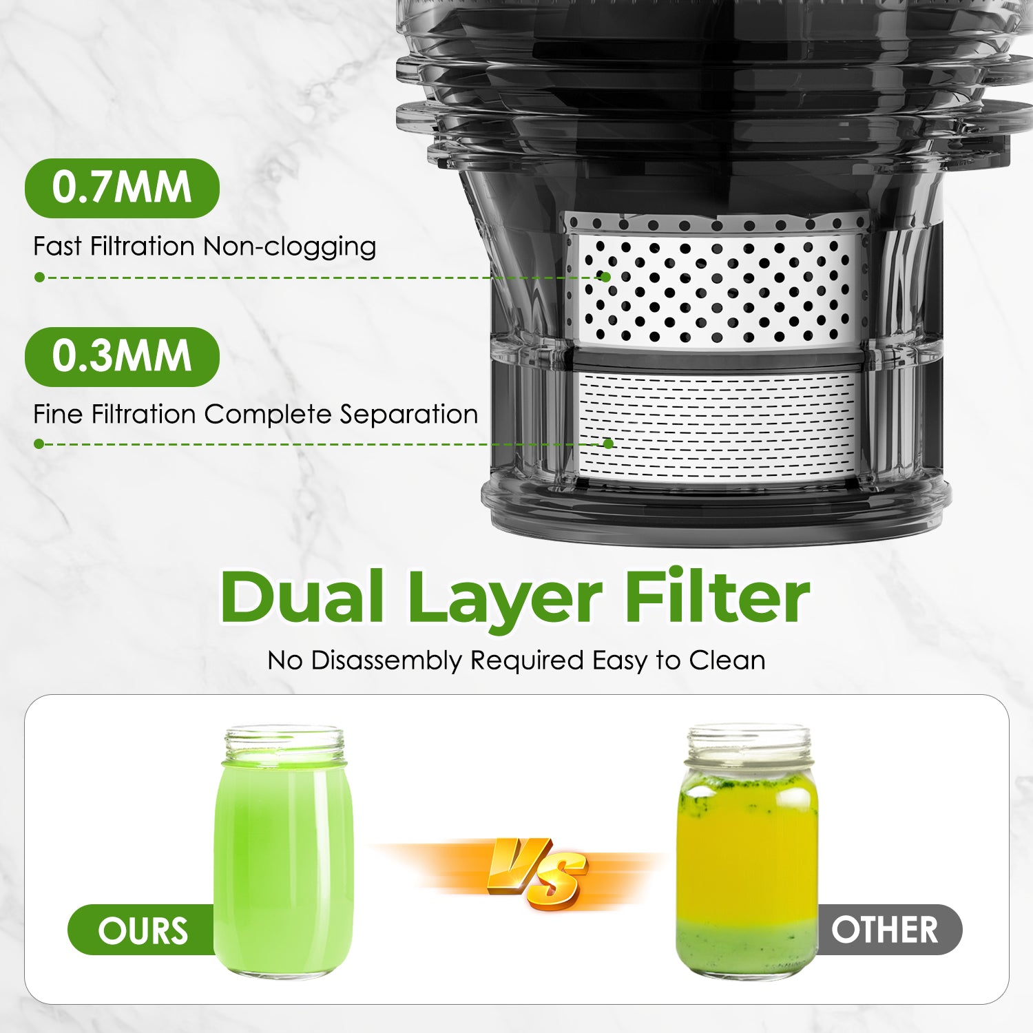 JE-60 Cold Press Juicer, 4.8" Wide Feed Chute Juice Extractor Machine with 250W , Stainless Steel