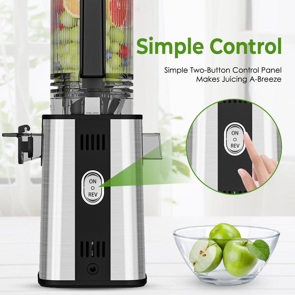 JE-60 Cold Press Juicer, 4.8" Wide Feed Chute Juice Extractor Machine with 250W , Stainless Steel