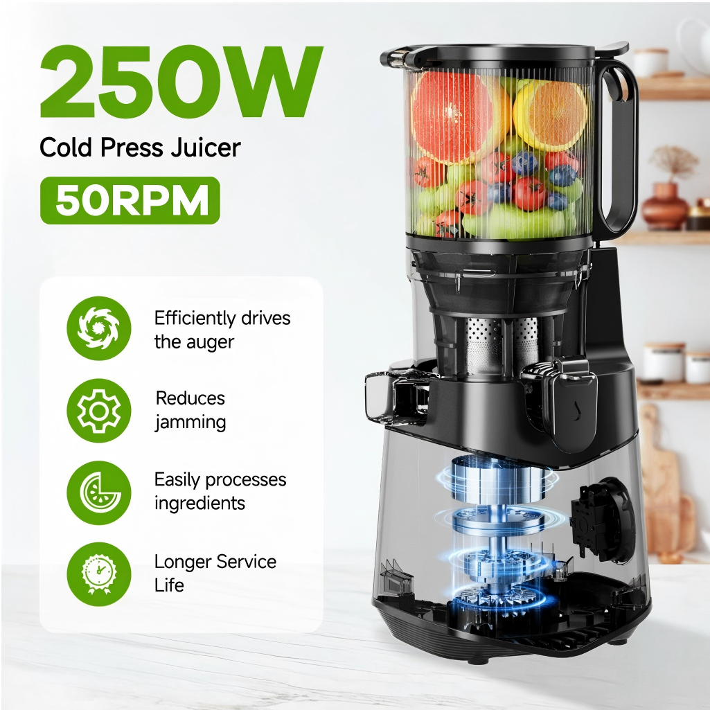 059A Cold Press Juicer, 5.3" Wide Feed Chute Juice Extractor Machine with 250W , Grey