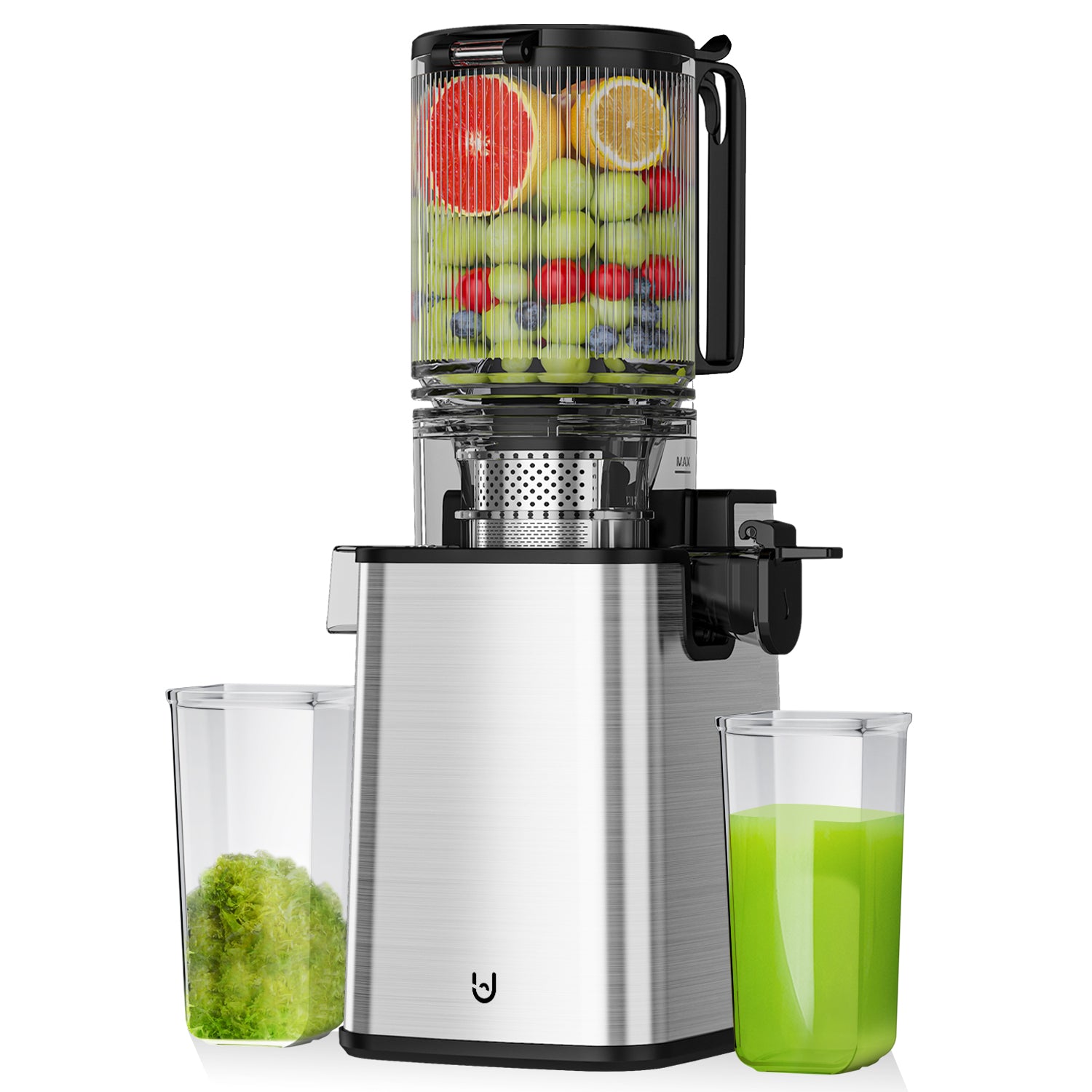 JE-60 Cold Press Juicer, 4.8" Wide Feed Chute Juice Extractor Machine with 250W , Stainless Steel